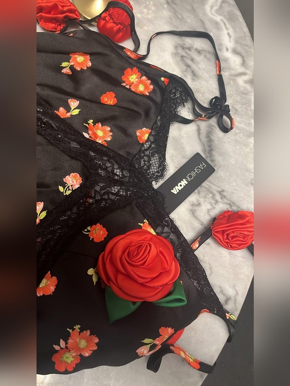 Fashion Nova Elegant Floral dress Satin - Picture 6 of 7
